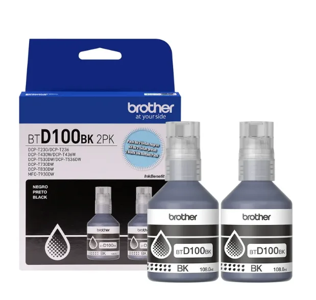 Pack de Tinta Original Brother BTD100BK Negro (2 Botellas)