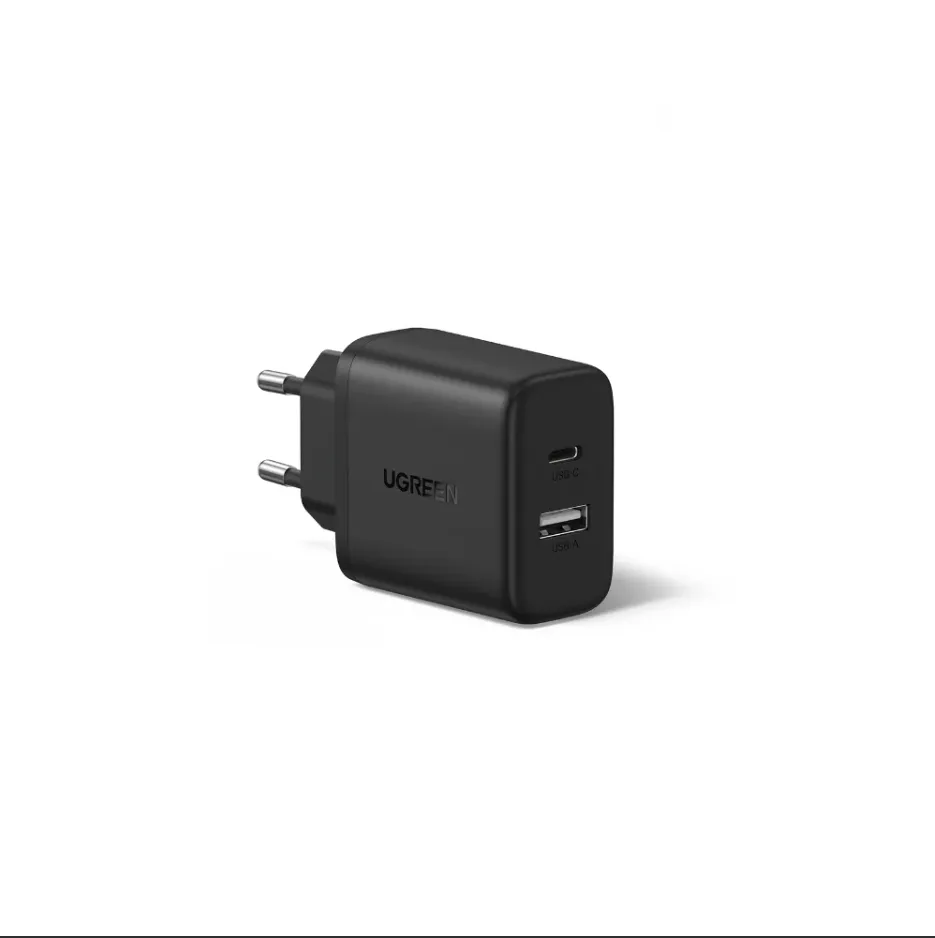 Cargador Fast Charger 20W 2 Puertos USB-C +A Negro Ugreen X227